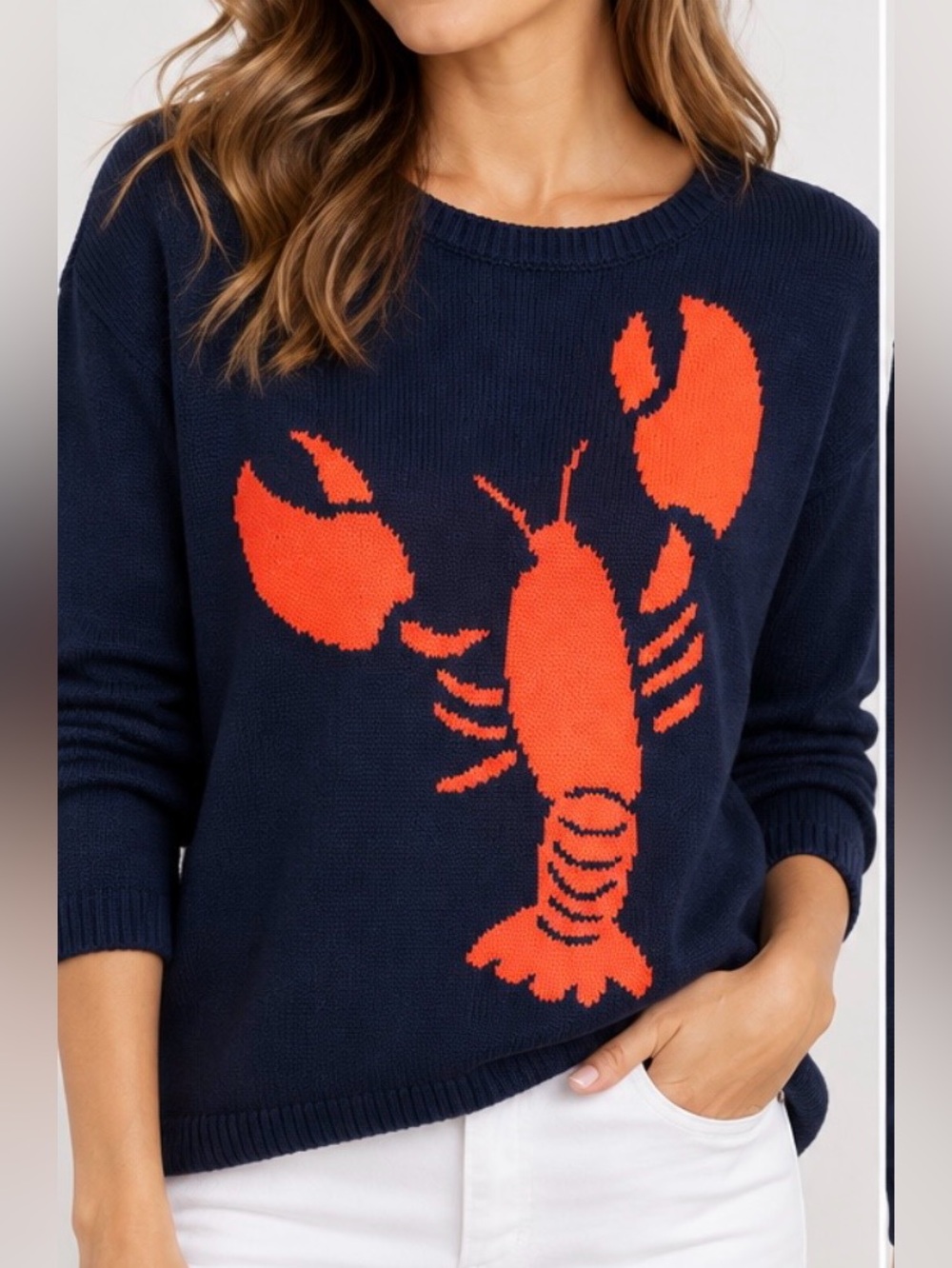 Loft Navy Blue Lobster Sweater - Womens